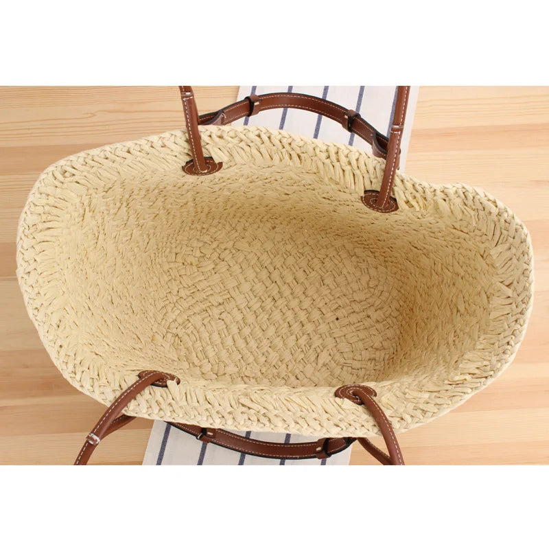 Boho Strandtasche Damen – Handgefertigte Raffia Schultertasche Sommer 2025