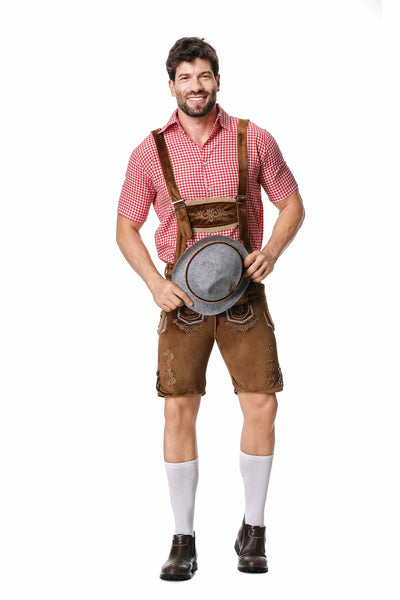 Oktoberfest Trachten Set Herren – Komplettes Outfit mit Lederhosen, Hemd und Hut