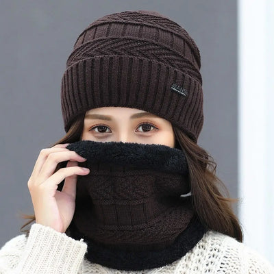 Avelena | Unisex Thermische Fleece Strick Balaclava Woll Halswärmer Schal Mützen