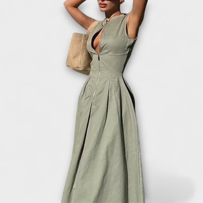 Ärmelloses Plissiertes Midikleid im Bodycon-Stil