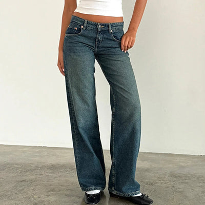 Damen-Weitbein-Jeans im Vintage-Look