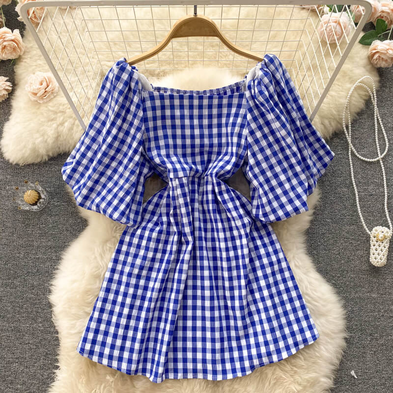 Modisches Damenkleid mit Karree-Ausschnitt & Puffärmeln – Selina