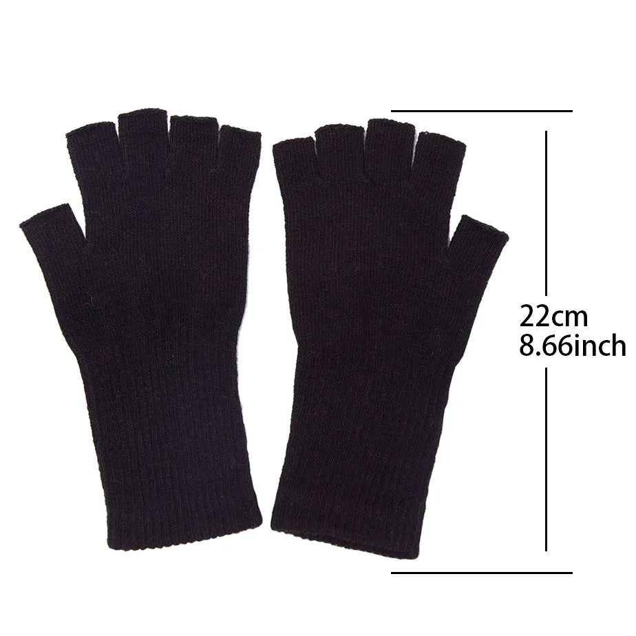 Avelena | Schwarze Stricklose Fingerhandschuhe - Warm