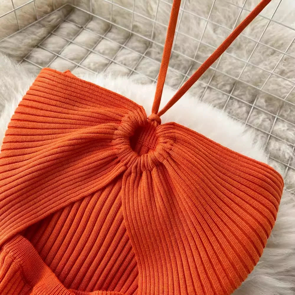 Trendy Rückenfreie Maxi-Strickkleid mit Seitenschlitz für Damen – Liora