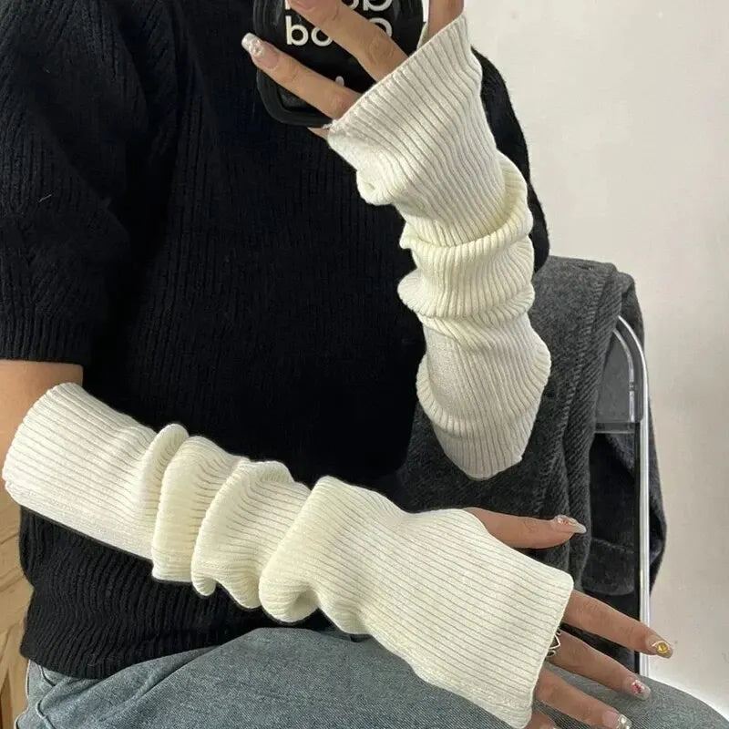 Avelena | Damen Fingermittens Strick – Winter Armwärmer