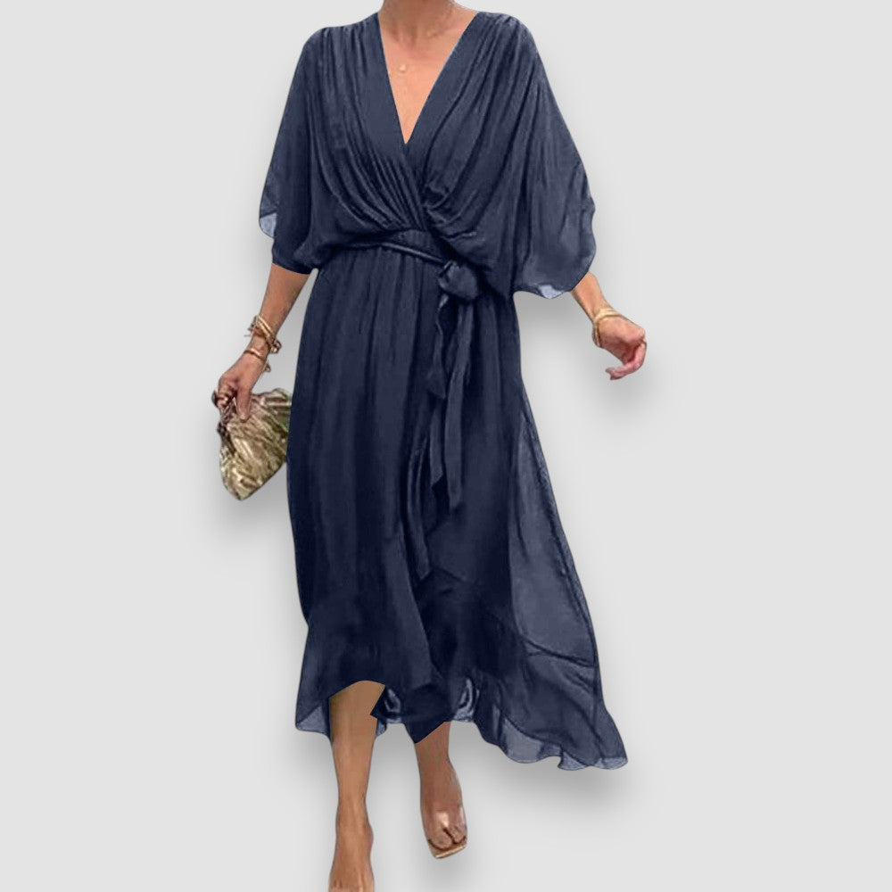 Olga | Elegantes Midikleid mit Wickeloptik