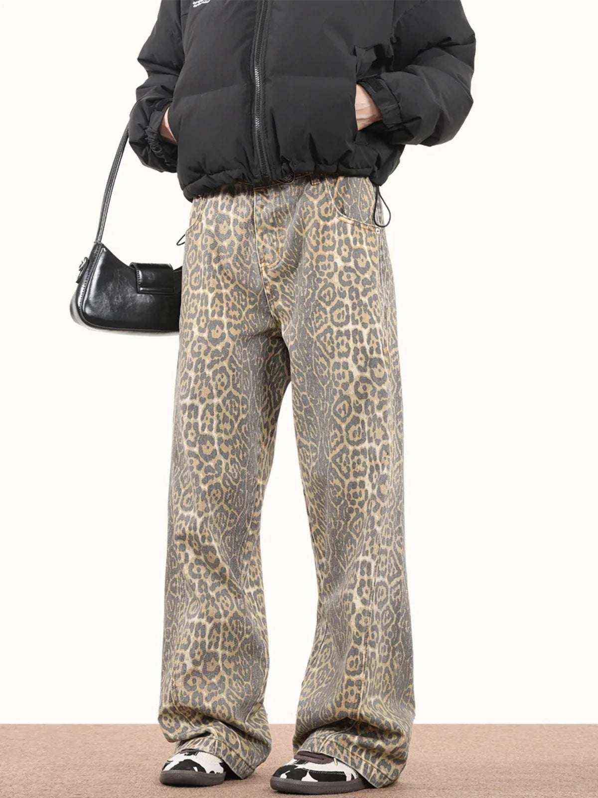Karen | Vintage Jahrhundert-Leopardenprint Jeans