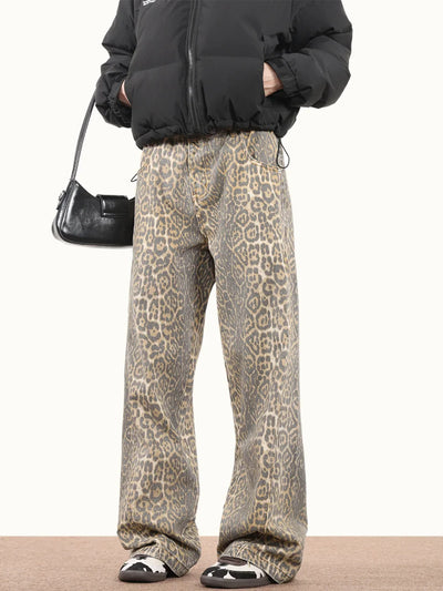 Karen | Vintage Jahrhundert-Leopardenprint Jeans