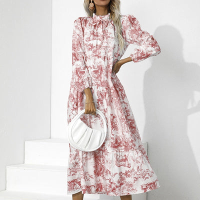 Addison - Elegantes Langarm Kleid mit Blumenmuster Lockere Passform