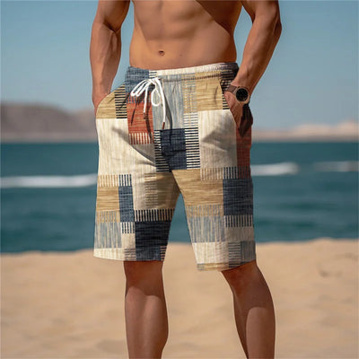 Strandshorts Herren Baumwolle 3D Print Atmungsaktiv Sommerlook - Jamal