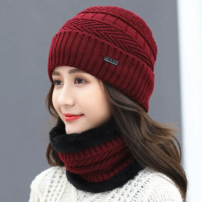 Avelena | Unisex Thermische Fleece Strick Balaclava Woll Halswärmer Schal Mützen