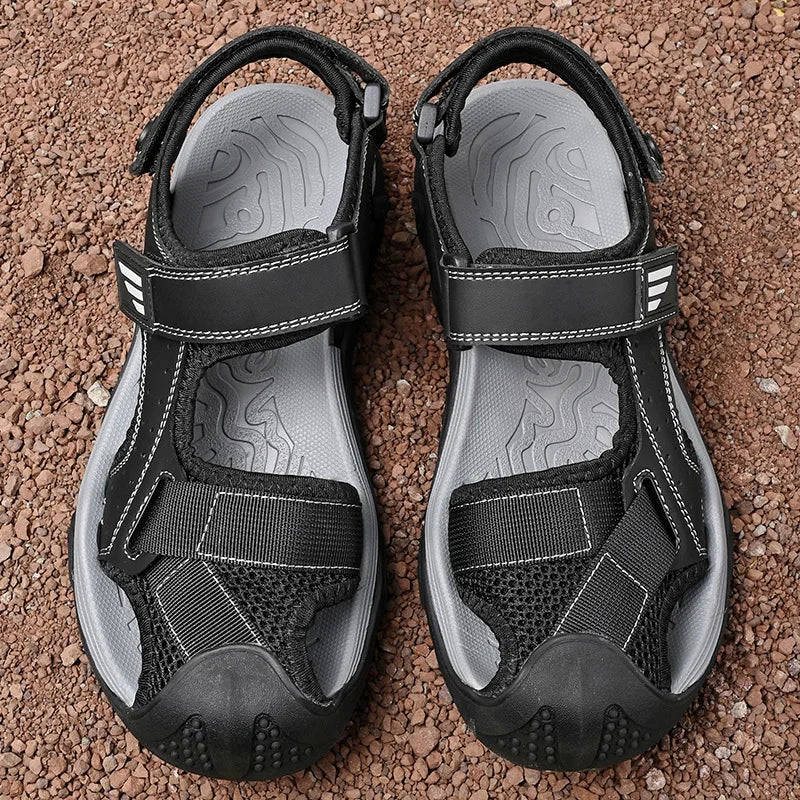 Bequeme rutschfeste Ledersandalen für Herren – Ideal für Senioren
