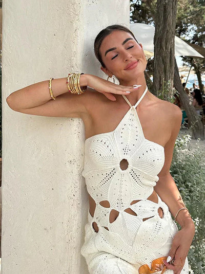 Aislyn Strickkleid für Damen – Elegantes, Atmungsaktives Sommerkleid mit Flatterndem Schnitt