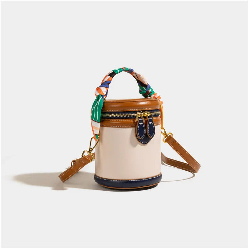 Bucket Bag Damen Kunstleder – Zylinderform mit Schalgriff