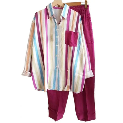 Zweiteiliges Sommer-Set aus Leinen Lockeres Shirt & Weite Hose - Zayenne