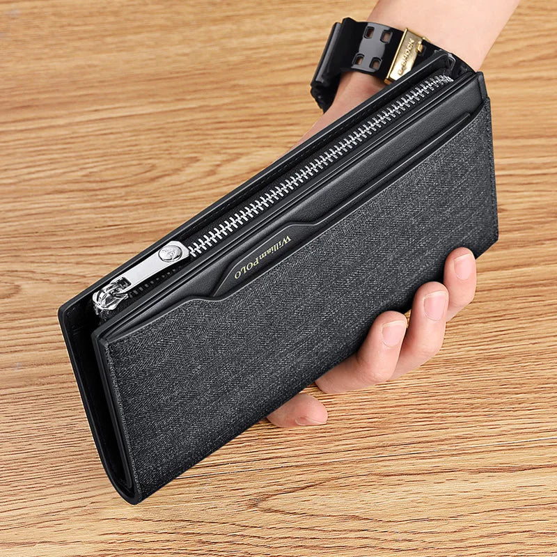 Avelena | Herren Lederhandtasche Multifunktionaler Langer Kartenhalter