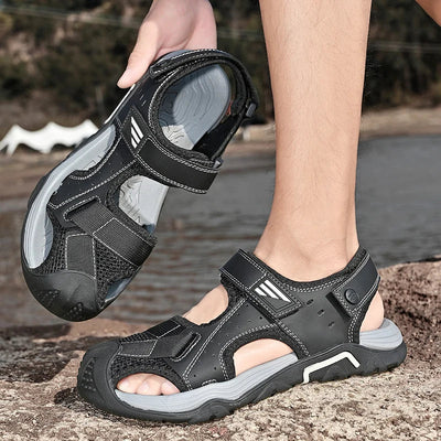 Bequeme rutschfeste Ledersandalen für Herren – Ideal für Senioren