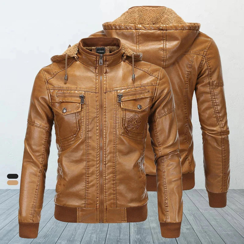 Jaxon™ Lederjacke mit Kapuze