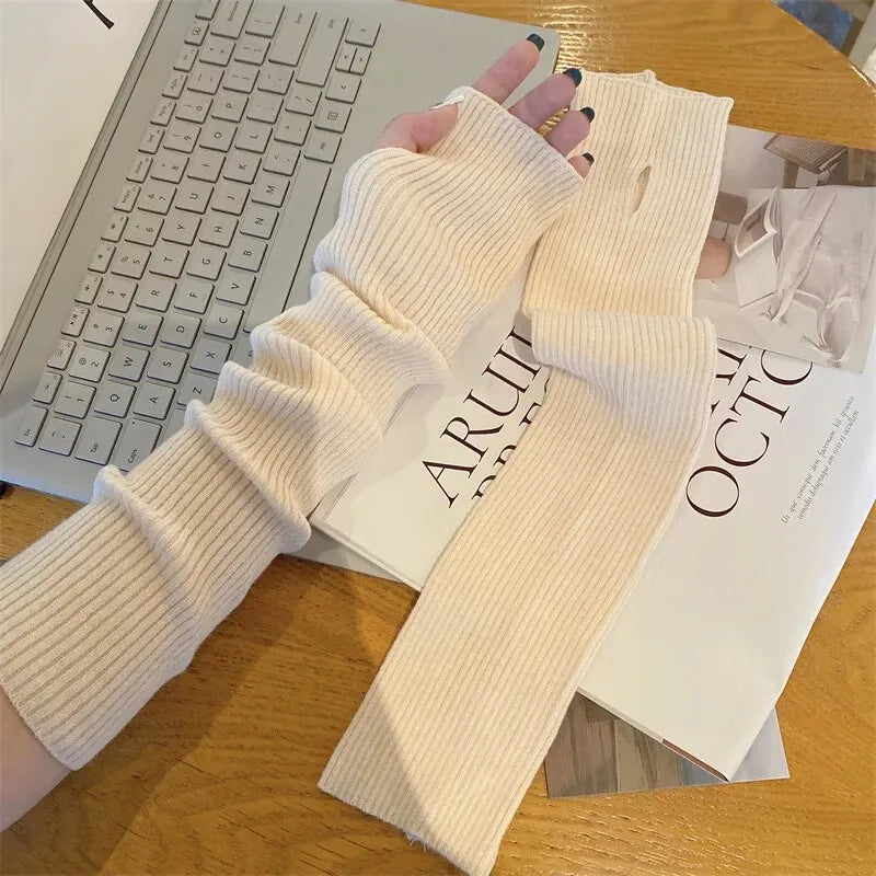 Avelena | Damen Fingermittens Strick – Winter Armwärmer