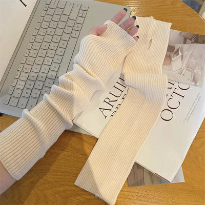 Avelena | Damen Fingermittens Strick – Winter Armwärmer