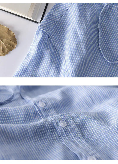 Herren Gestreiftes Knopf Daunen Kapuzen Hemd | Lässig