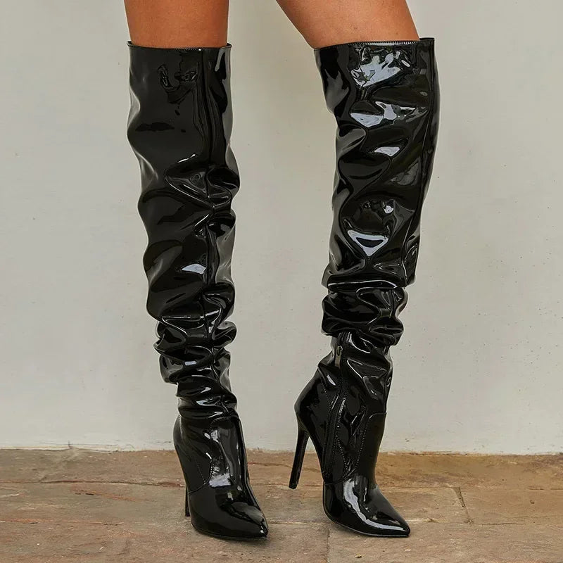 Overknee-Stiefel für Damen | Stilettoabsatz mit Spitze Zehenpartie