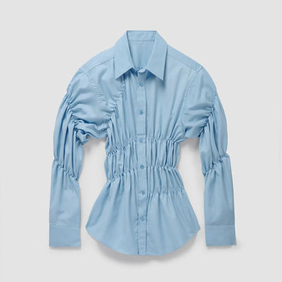 Raffinierte Bluse mit Raffung und Hemdkragen für Damen