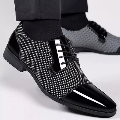 Elegante Strass Leder Schuhe für Herren