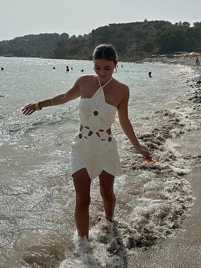 Aislyn Strickkleid für Damen – Elegantes, Atmungsaktives Sommerkleid mit Flatterndem Schnitt
