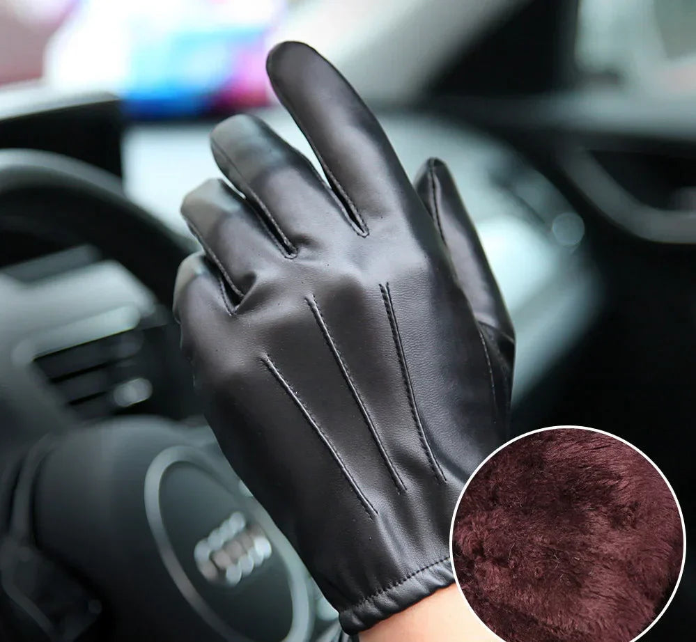 Avelena | Winter Pu Lederhandschuhe - Touchscreen Cashmere-Futtere