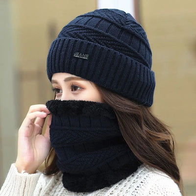 Avelena | Unisex Thermische Fleece Strick Balaclava Woll Halswärmer Schal Mützen
