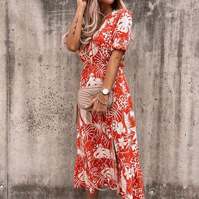 Zoey | Kleid mit Blumenmuster und Schlitz