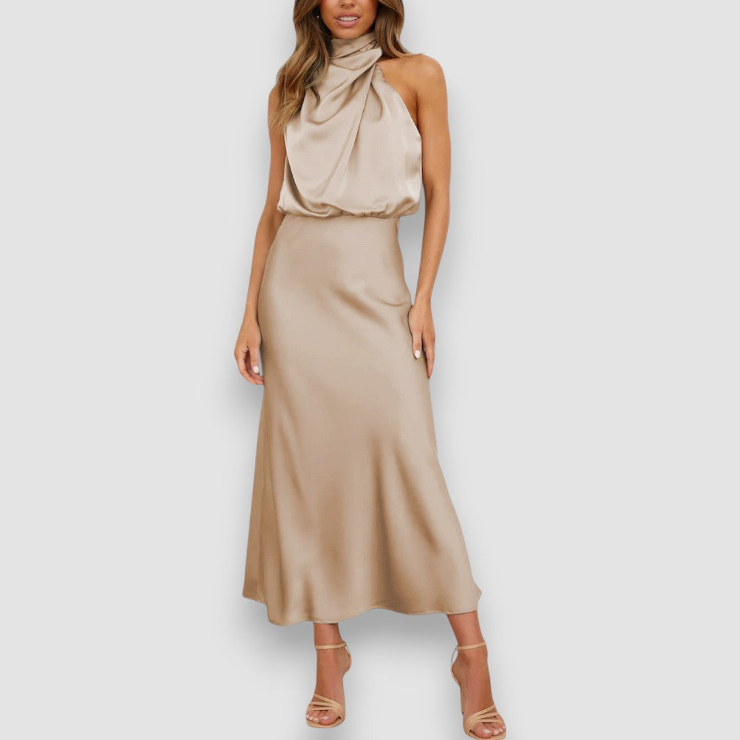 Flavia | Auffallendes Satin-Trägerkleid