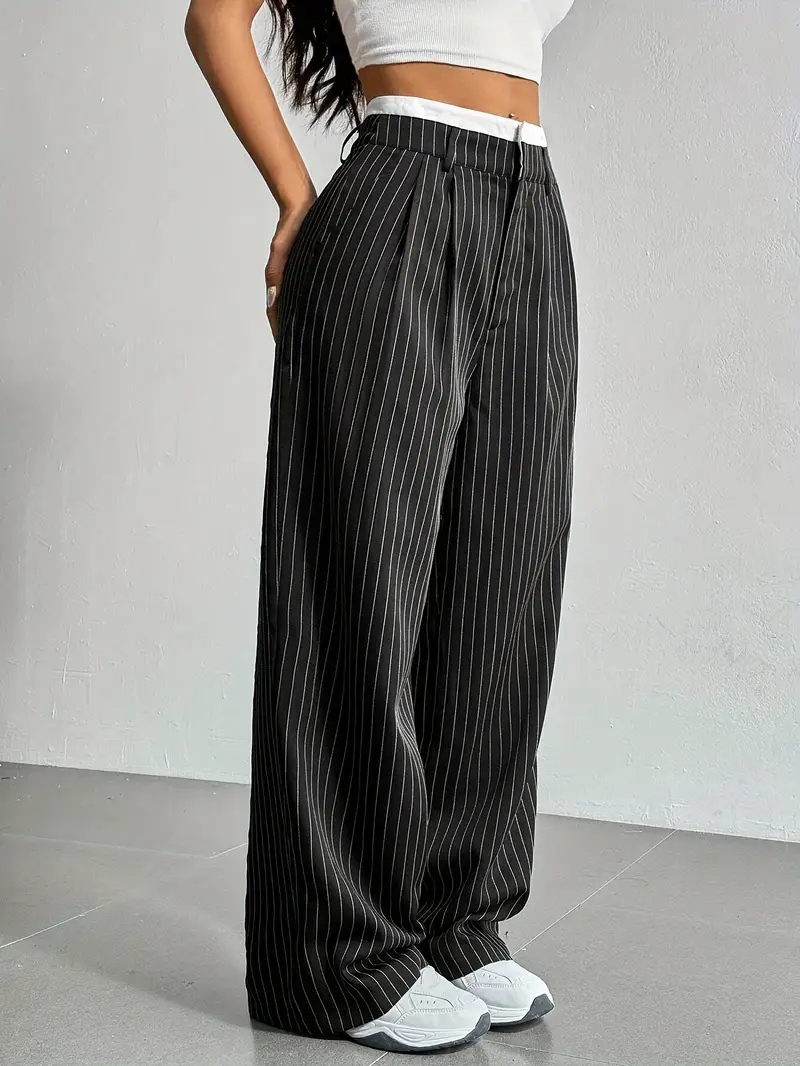 Gestreifte Damen Stoffhose