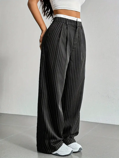 Gestreifte Damen Stoffhose