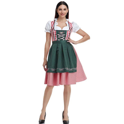 Oktoberfest Dirndl Damen – Traditionelles Trachtenkleid mit Schürze