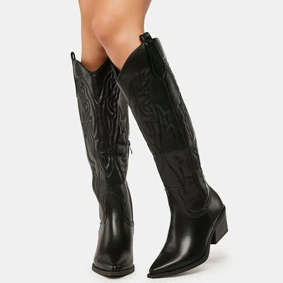 Damen Cowboystiefel kniehoch - Veganes Leder - Westernlook