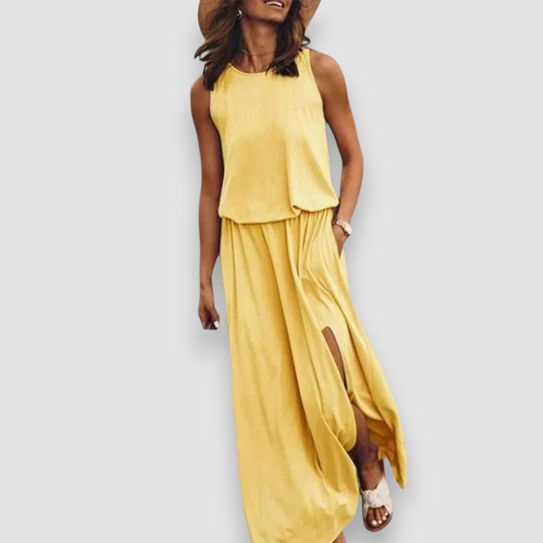 Irmgard | Ärmelloses Maxi-Tankkleid mit Seitenschlitz