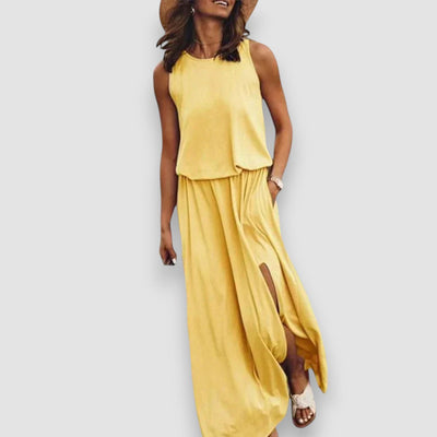 Irmgard | Ärmelloses Maxi-Tankkleid mit Seitenschlitz