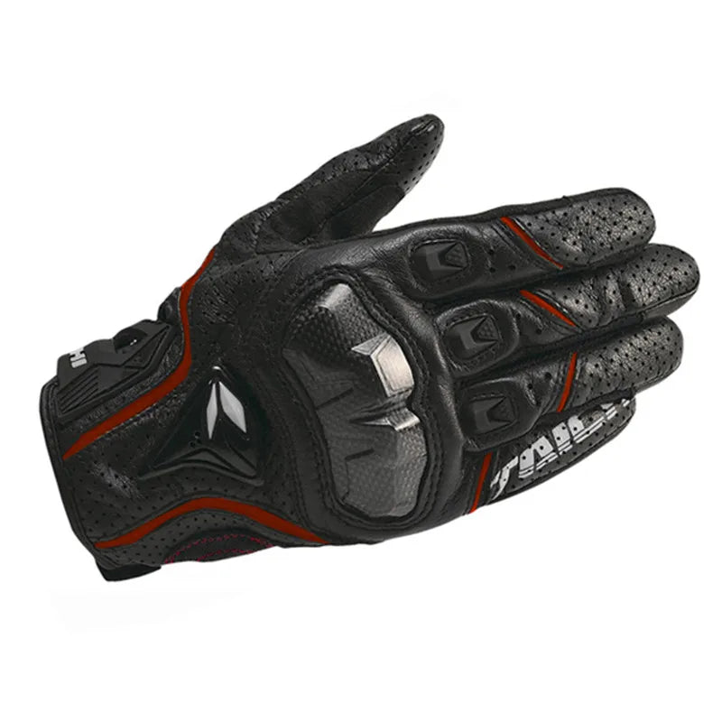 Avelena | Herren Schwarze Leder Motorradhandschuhe – Racing Stil
