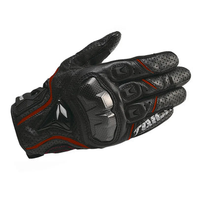 Avelena | Herren Schwarze Leder Motorradhandschuhe – Racing Stil
