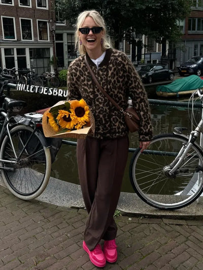 Leoparden Damen Strickjacke