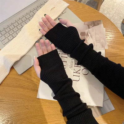 Avelena | Damen Fingermittens Strick – Winter Armwärmer