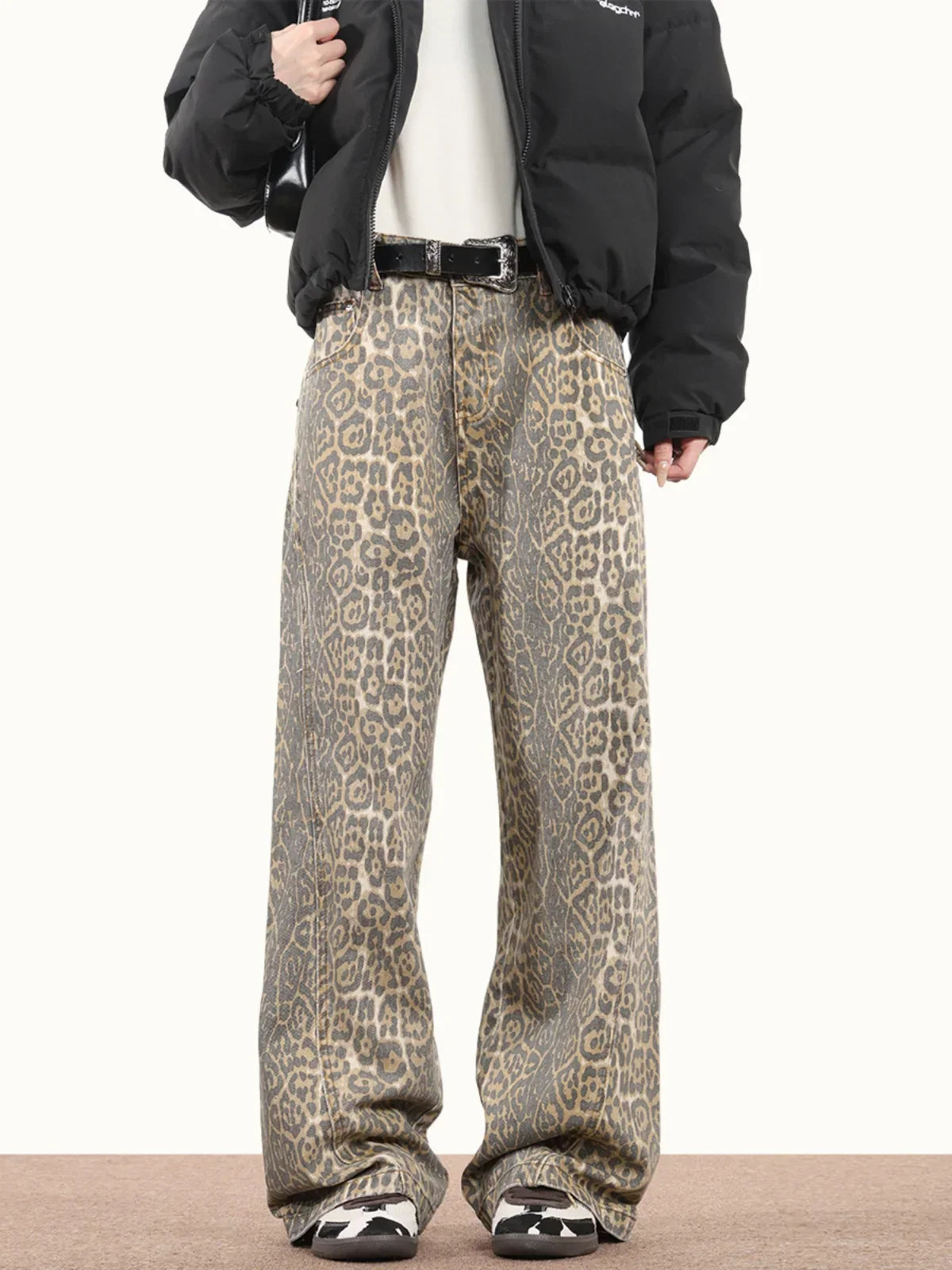 Alfie | Vintage Jahrhundert-Leopardenprint Jeans