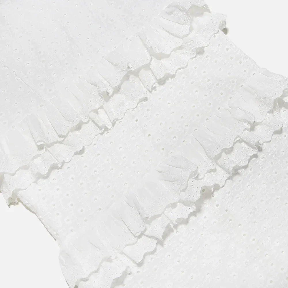 Stilvolles Besticktes Camisole Maxikleid in Weiß – Alina