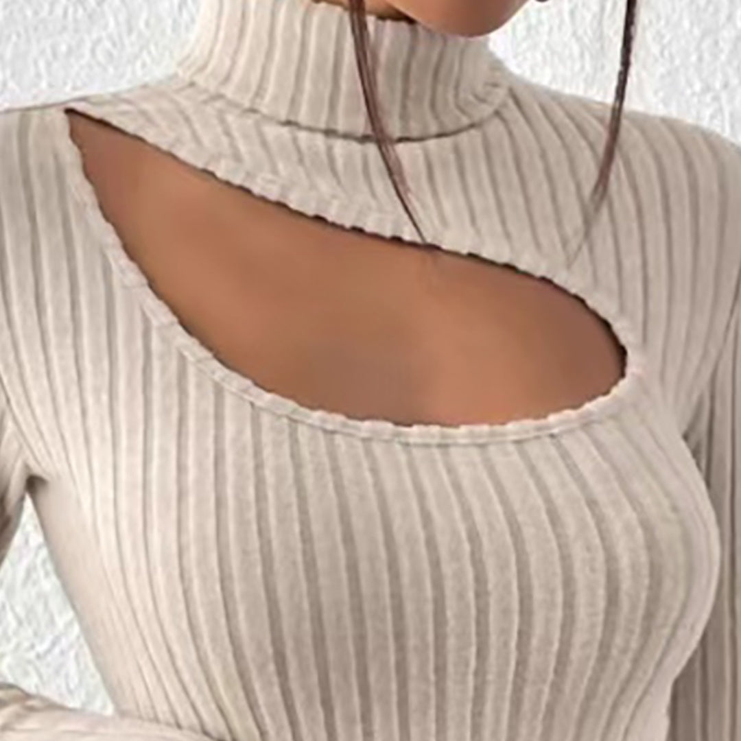 Damen Gerippter Rollkragen Pullover | Hohle Truhe
