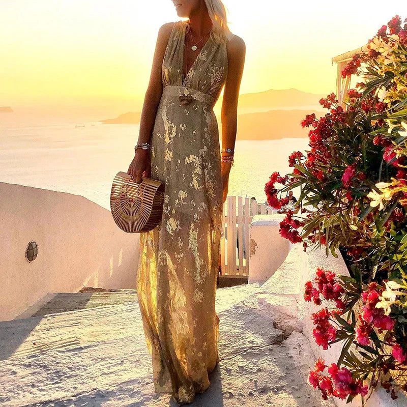 Albina - Glattes V-Ausschnitt-Kleid mit Paillettenverzierung