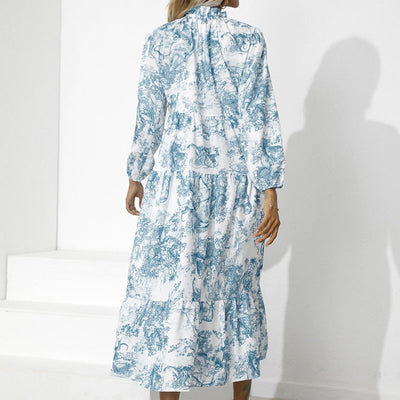 Addison - Elegantes Langarm Kleid mit Blumenmuster Lockere Passform