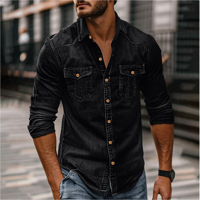 Denim-Hemd mit Knöpfen für Herren