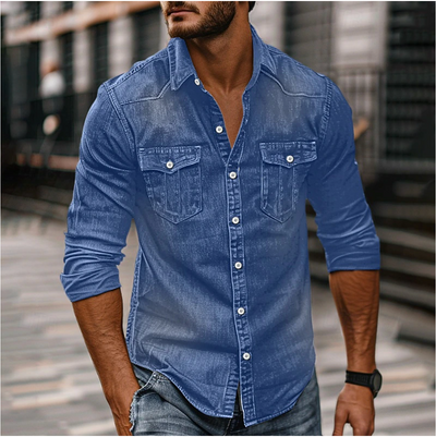 Denim-Hemd mit Knöpfen für Herren